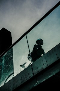 Cyclist Millennium Bridge, London, street photography, Damien Demolder